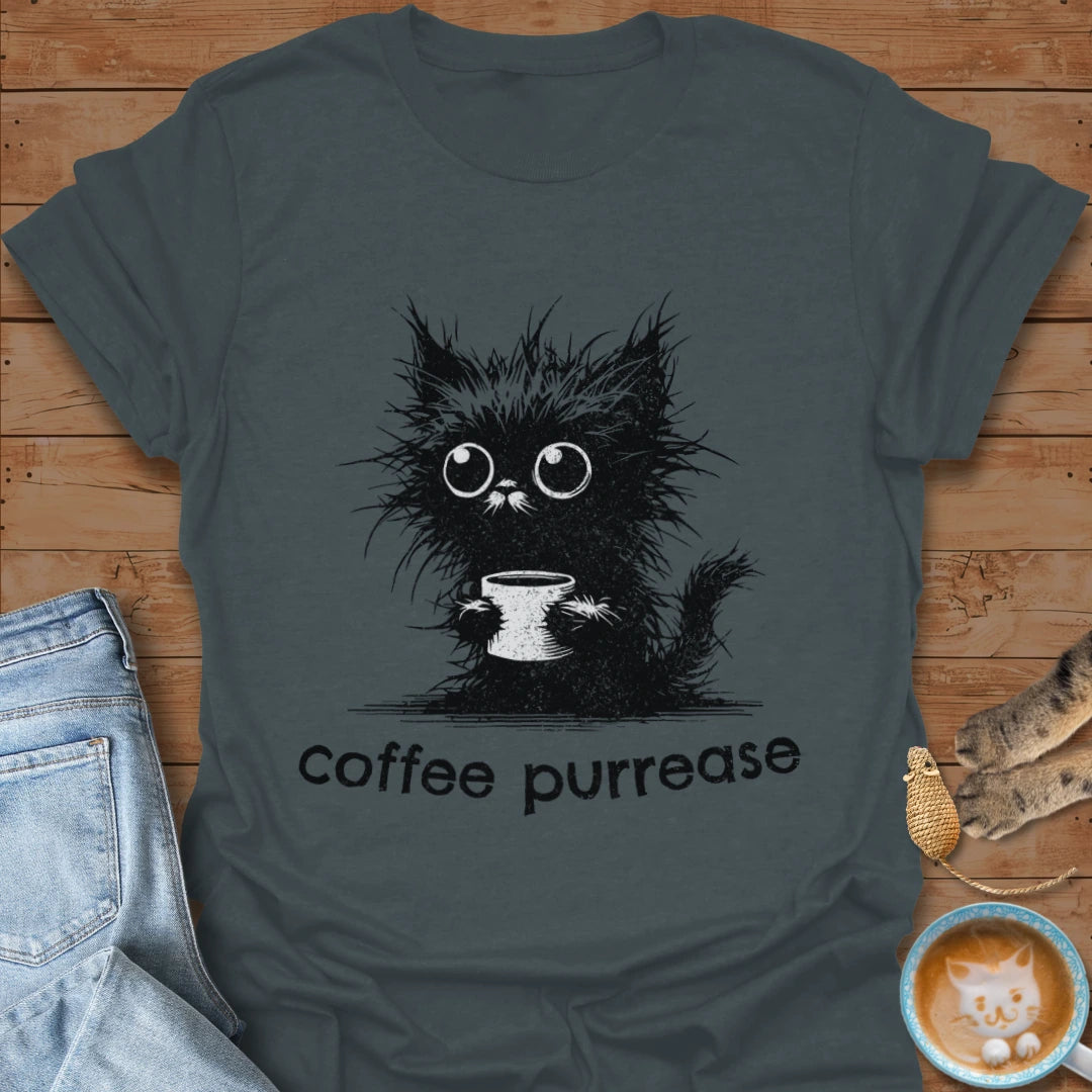 Coffee Purrease T-Shirt Size:M Made from 100% ring-spun cotton