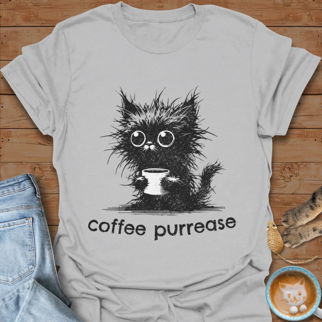 Coffee Purrease T-Shirt Size:M Made from 100% ring-spun cotton