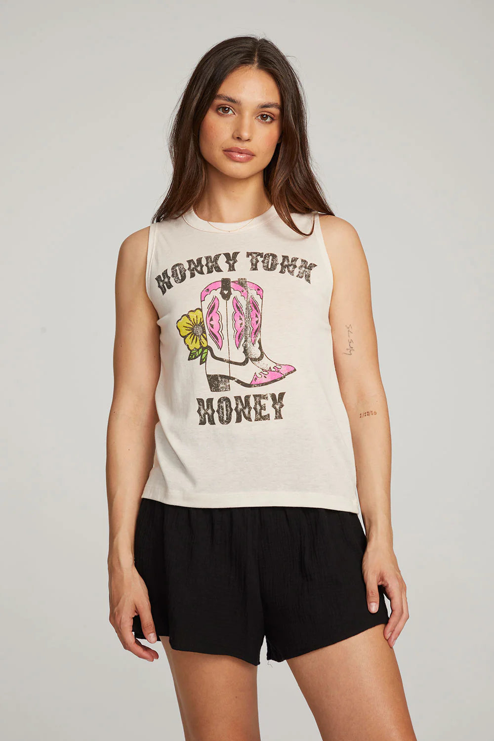 Honky Tonk Honey Muscle Tee - Pink Champagne