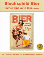 Blechschild Bier immer eine gute Idee Nostalgie 20 x 30 cm