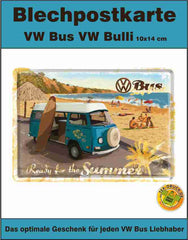 Blechpostkarte VW Bus Bulli 10x14 cm