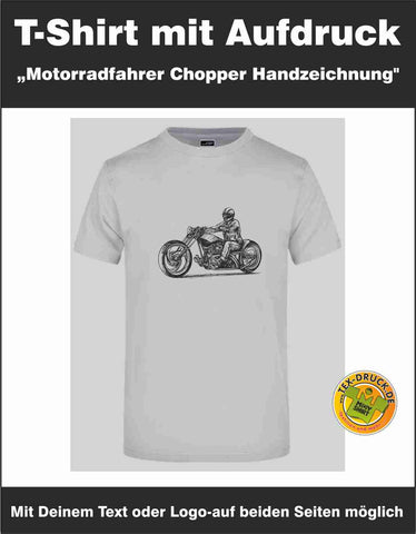 T-Shirt mit Aufdruck „Motorradfahrer Chopper  Handzeichnung"