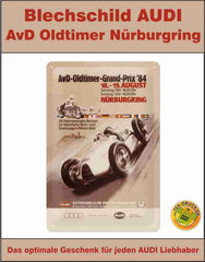 Blechschild AUDI AVD Oldtimer Nürburgring 20 x 30 cm