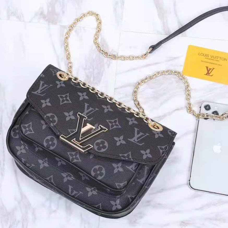 LV Louis Vuitton new letter print logo ladies shopping messenger bag chain shoulder bag-9
