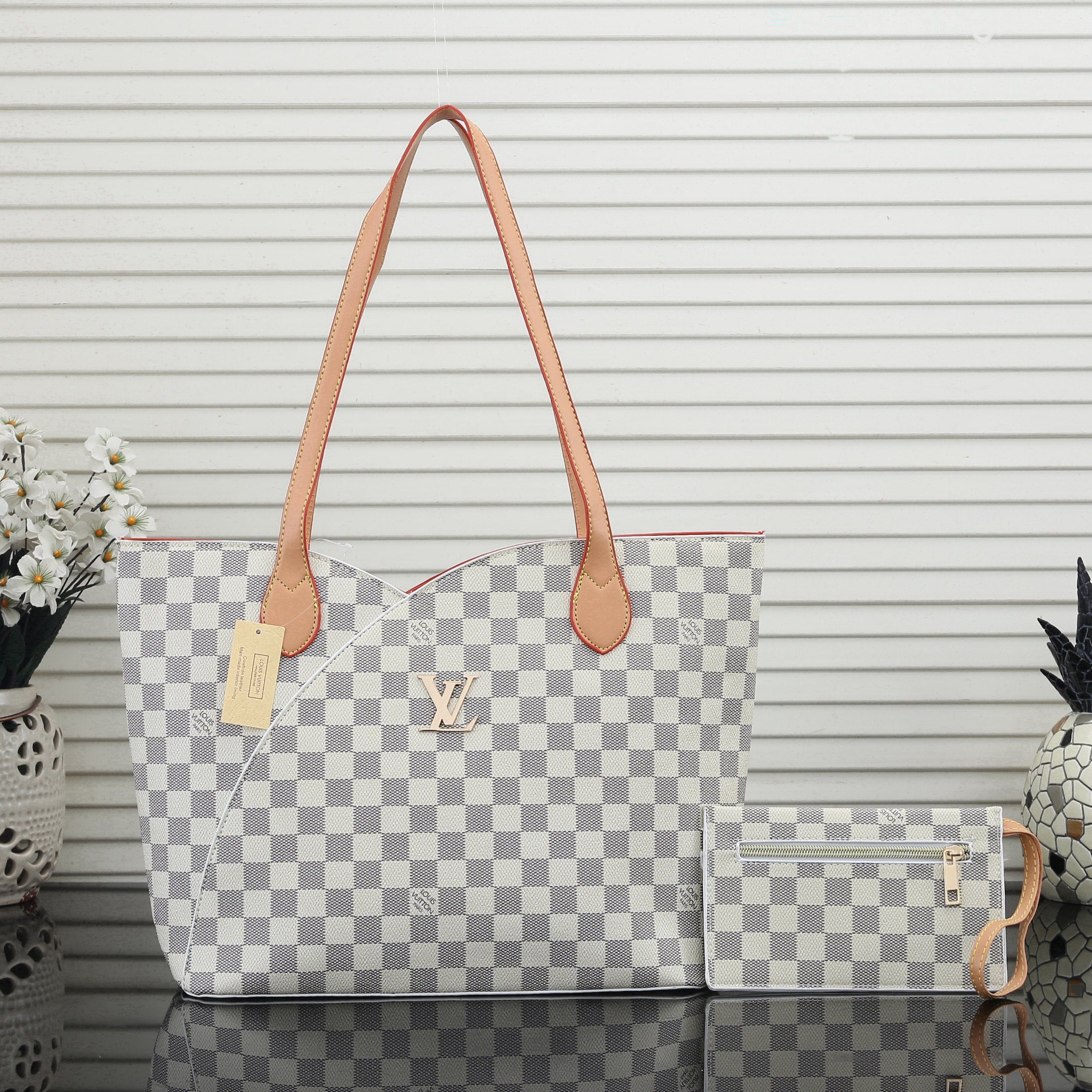 Louis Vuitton LV Womens Shopping Bag Shoulder Bag Wallet Two-Piece Set