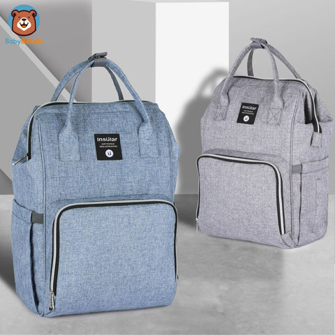 sac à langer à dos Insular gris et bleu