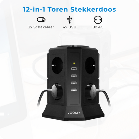 12 in 1 Toren Stekkerdoos