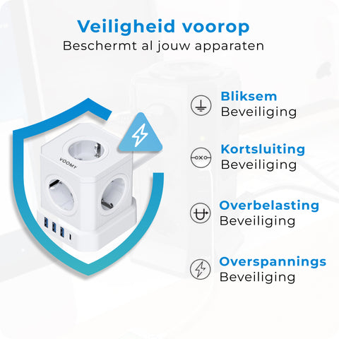 Voomy Power Cube S6 - Stekkerdoos Veiligheid