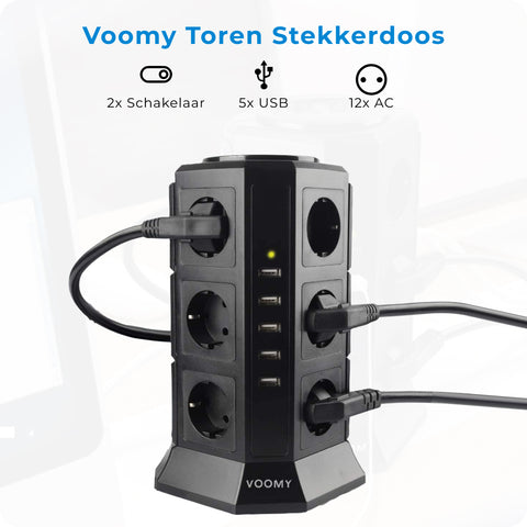 Voomy Power S12 - Toren Stekkerdoos 17 oplaadpunten
