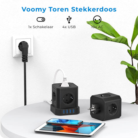 Voomy Power S9 - Multi Toren Stekkerdoos 10 voudig Multifunctioneel
