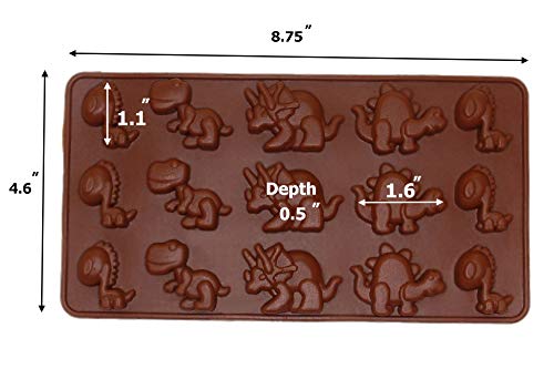 Win&Co Dinosaur Ice Trays Chocolate Molds and Food Grade Pure Silicone Set  of 2 Molds