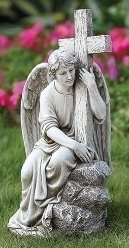 Memorial Cross With Angel - Remember With Statues For The Home