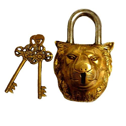 Brass Padlock - Lock with Keys - Working Functional - Brass Made Padlock  laxmi Golden 