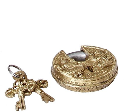 Brass Door Padlock Fully Functional Handmade Antique Design with Keys  Unique Collectible Locks Combination of Style & Security (Man-Skull-ant) 