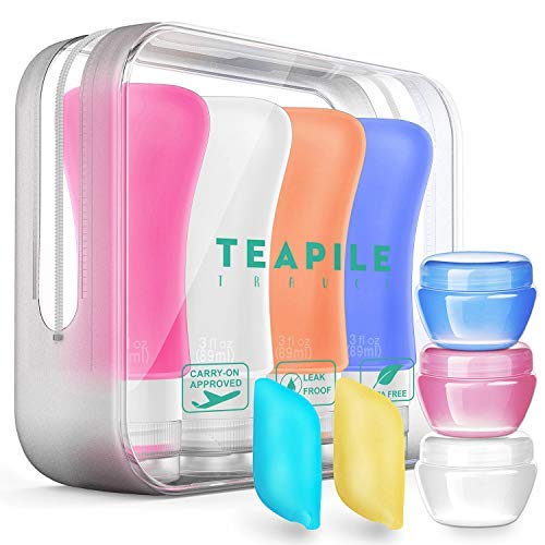 Beveetio 17 Pack Travel Bottles TSA Approved, 3OZ Leakproof Silicone  Refillable Travel Size containers for Toiletries