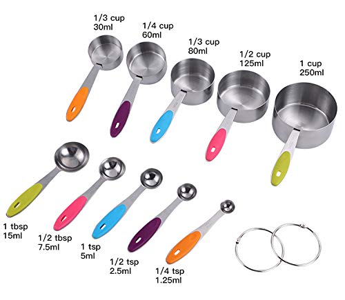 TILUCK Stainless Steel Measuring Cups & Spoons Set Cups and