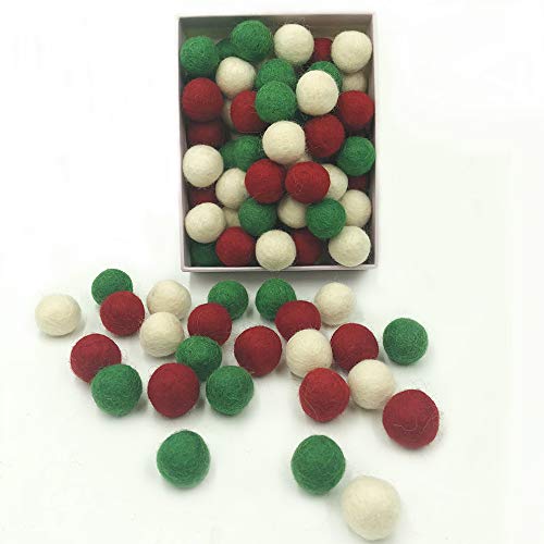 Garland Natural White Felt Balls 1 inch (2.5cm), (50) Wool Pom Poms