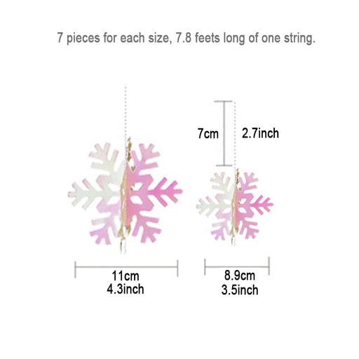 CCINEE 12 Pieces 3D Snowflake Hanging Garland with String for