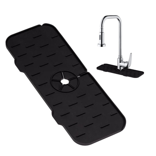 Kitchnia Kitchen Faucet Sink Splash Guard Faucet Mat Counter Protector (1  Pcs) Foldable Sink Silicone Handle Drip Water Catcher Tray, Fits Most Sinks