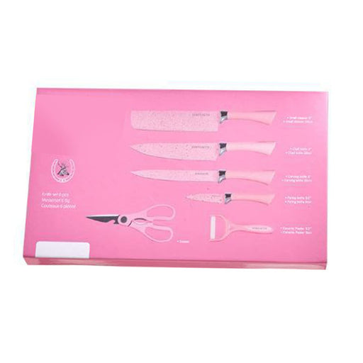 CHUYIREN Pink Knife Set of 6, Pink Kitchen Knives Sets with Knife Bloc —  CHIMIYA