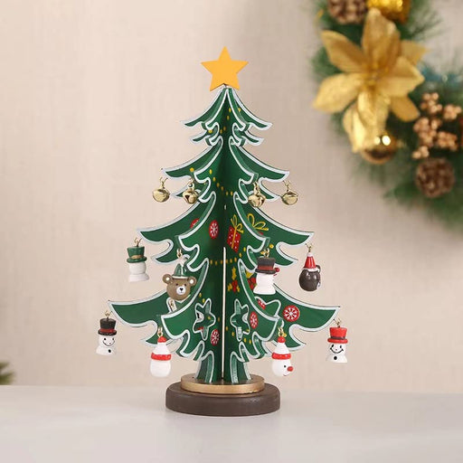 3 Pieces Wooden Christmas Tree with Bell and Twine Xmas Tree Centerpie —  CHIMIYA