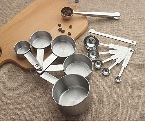 welltop 9-Piece Stainless Steel Measuring Cups and Spoons Set