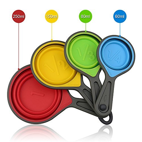 IFFMYJB Collapsible Measuring Cups and Spoons Set 8 Pcs, Collapsible  Measuring Cups, Food Grade Silicone Measuring Cups for Liquid & Dry  Measuring