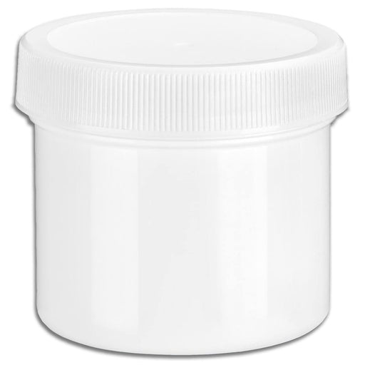 Plastic Cosmetic Containers Low Profile Wide Mouth White Jars with Lids 1  oz. (White / Black Cap)