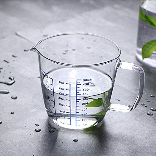 1L Glass Measuring Cups Jugs with Lid Large Measuring Pitcher Beaker Measured Mug Measure Liquid Milk Glass Cup Clear Scale with Spout& Insulated