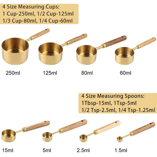 Pink Measuring Cups and Spoons Set - Sturdy 8PC Pink & Gold Measuring —  CHIMIYA