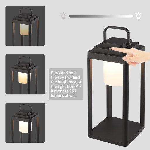 BRIMMEL Solar Outdoor Lantern Aluminum LED Portable Rechargeable Solar  Table Lamp 35W 3000K Outdoor Nightstand Lamp IP44 Waterproof Cordless Touch