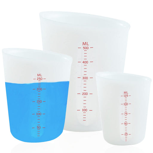 Hedume Set of 4 Silicone Flexible Measuring Cups with Marking, 2 Pack 8  Ounces(1-cup) and 2 Pack 16 Ounces(2-cup) Squeeze and Pour Silicone  Measuring