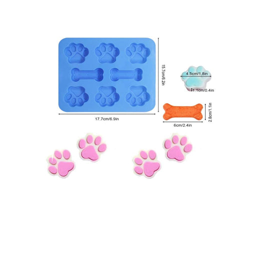 2 Pcs Silicone Puppy treat molds, Dog Paw and Bone Mold Ice Cube Mold,  Jelly, Biscuits, Chocolate, Candy Baking Mold, Oven Microwave Freezer  Dishwasher Safe 