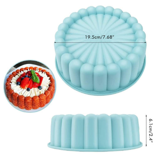 7.6 Inch Silicone Charlotte Cake Pan ,Nonstick Round Silicone  Molds,Reusable Mold Fluted Cake Pan for Baking Strawberry Shortcake  Cheesecake Brownie Tart Pie Baking