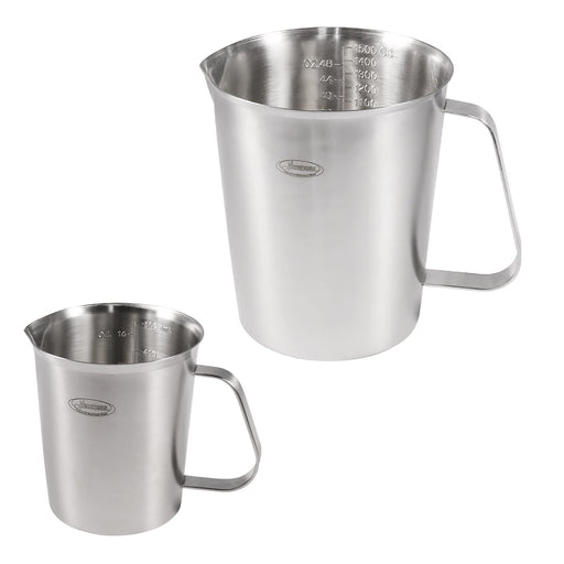 Consfly Stainless Steel Measuring Cup with Lid 2L 70 OZ, Large Mouth  Graduated Beakers Metal Pitcher with Marking and Handle