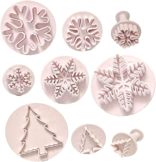 ilauke 6pcs Snowflake Cookie Cutters Decorating Fondant Embossing Tool Snowflake Plunger Cake Cutter