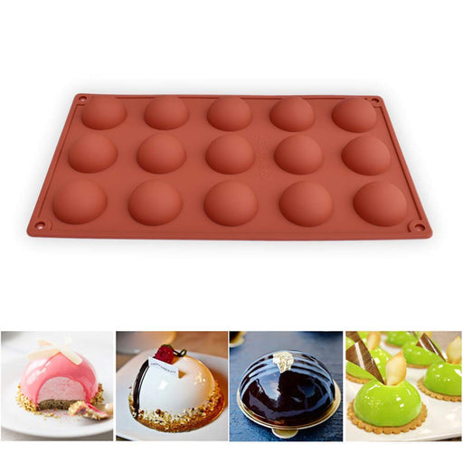 5Pack Sphere Silicone Molds,Ausplua Silicon Dome mold semi sphere Baking  Mould for Making Candy, Chocolate,Cake,Jelly,Variety Sizes（Brick Red)