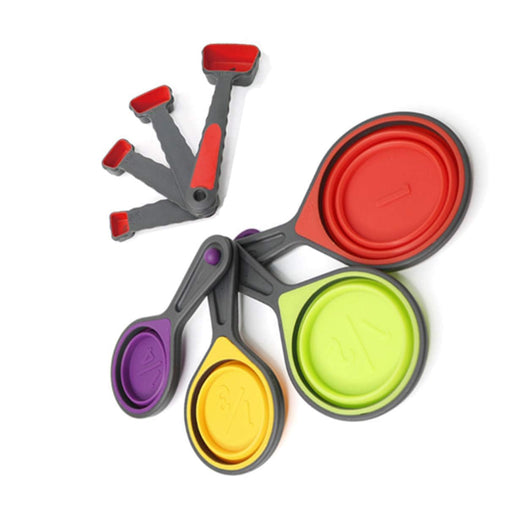 4pcs/set Silicone Measuring Cups And Spoons, Collapsible Measuring Cups  With Marked Spoon