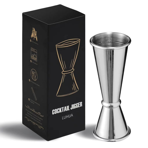 Top Shelf Cocktails Cocktail Jigger - Double Jigger with Easy to Read Measurements Inside (Silver)