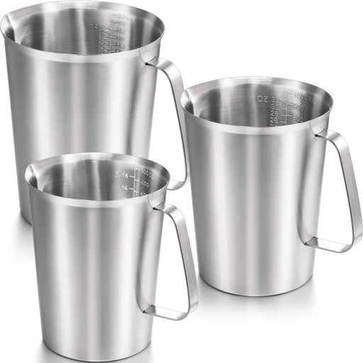 Tezzorio (Set of 3) 30 oz Stainless Steel Malt Cups, Professional Blender  Cups, Milkshake Cups, Cocktail Mixing Cups