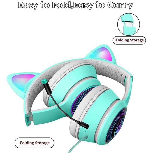 LVOERTUIG Gaming Headset Fashion Bluetooth 5.0 Kids Adult Cat Ear