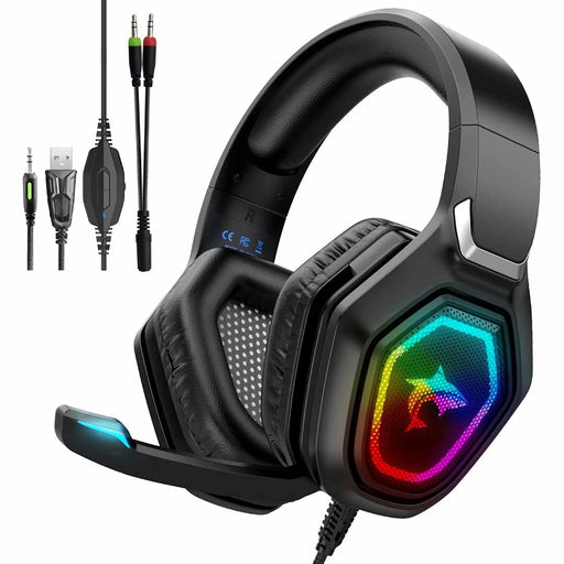 ZIUMIER Gaming Headset with Microphone, Compatible with PS4 PS5 Xbox One PC  Laptop, Over-Ear Headphones with LED RGB Light, Noise Canceling Mic, 7.1