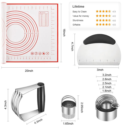  HULISEN Pastry Cutter, Dough Blender, 3 Cup Flour Sifter and  Biscuit Cutter, Stainless Steel Dough Cutter, Professional Baking Dough  Tools for Cooking Cookies and Donuts(4 Pcs/Set): Home & Kitchen