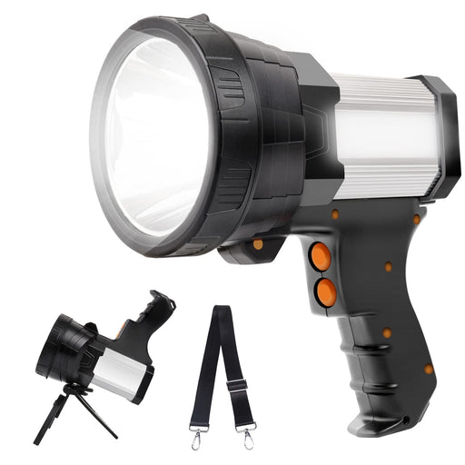 GEPROSMA Super Bright LED Large 4 Battery 10000mah Searchlight Handheld  Spotlight Flashlight USB Rechargeable High Lumens Powered Spot Lights Hand