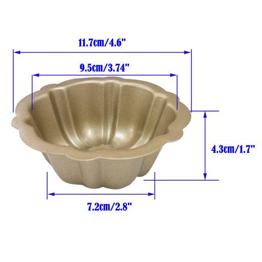 Miragee 7 inch Non-Stick Bundt Pan, Carbon Steel Kugehopf Mold, Easy to Use and Release, Champagne Color