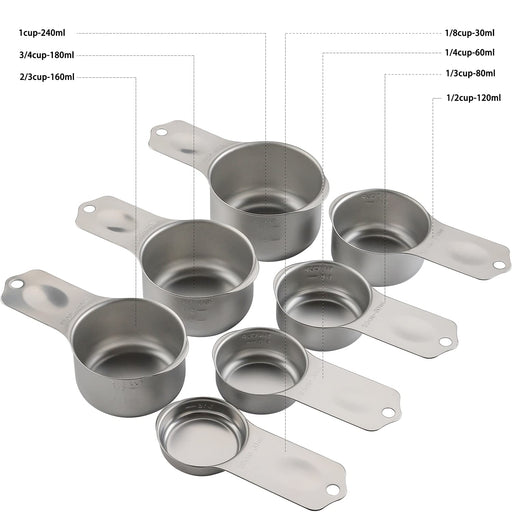 Magnetic Measuring Cups Set, 7 Pieces 18/8 Stainless Steel Stackable N —  CHIMIYA