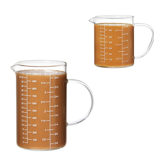 Ackers BORO3.3 High Borosilicate Glass Measuring Cup Set-V-Shaped  Spout，Includes 60ml(2OZ), 120ml(4OZ), and 250ml(8OZ) Glass Measuring Beaker  for