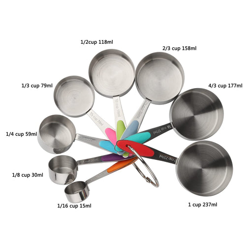 Magnetic Measuring Cups Set, 7 Pieces 18/8 Stainless Steel Stackable N —  CHIMIYA