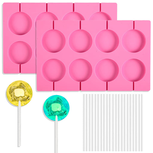2x 12-Capacity Round Chocolate Hard Candy Silicone Lollipop Molds with – US  BigTeddy