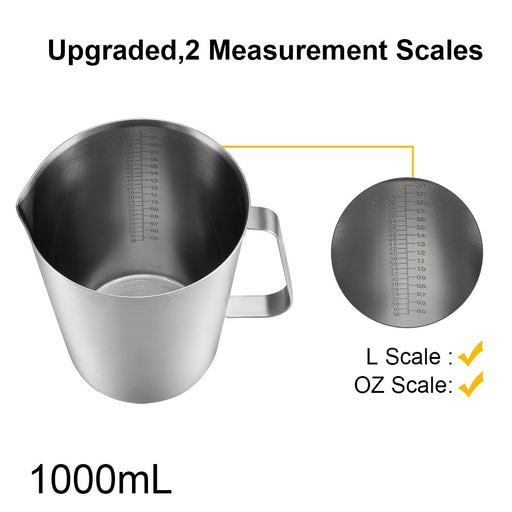 Measuring Cup, Newness Stainless Steel Measuring Cup with Marking with  Handle, 64 Ounces (2.0 Liter, 8 Cup)